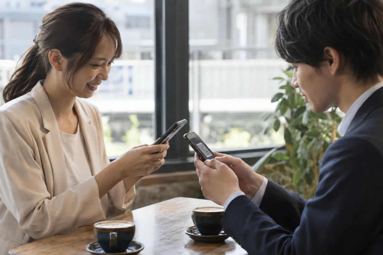 友達作りアプリの目的と活動内容を比較する女性