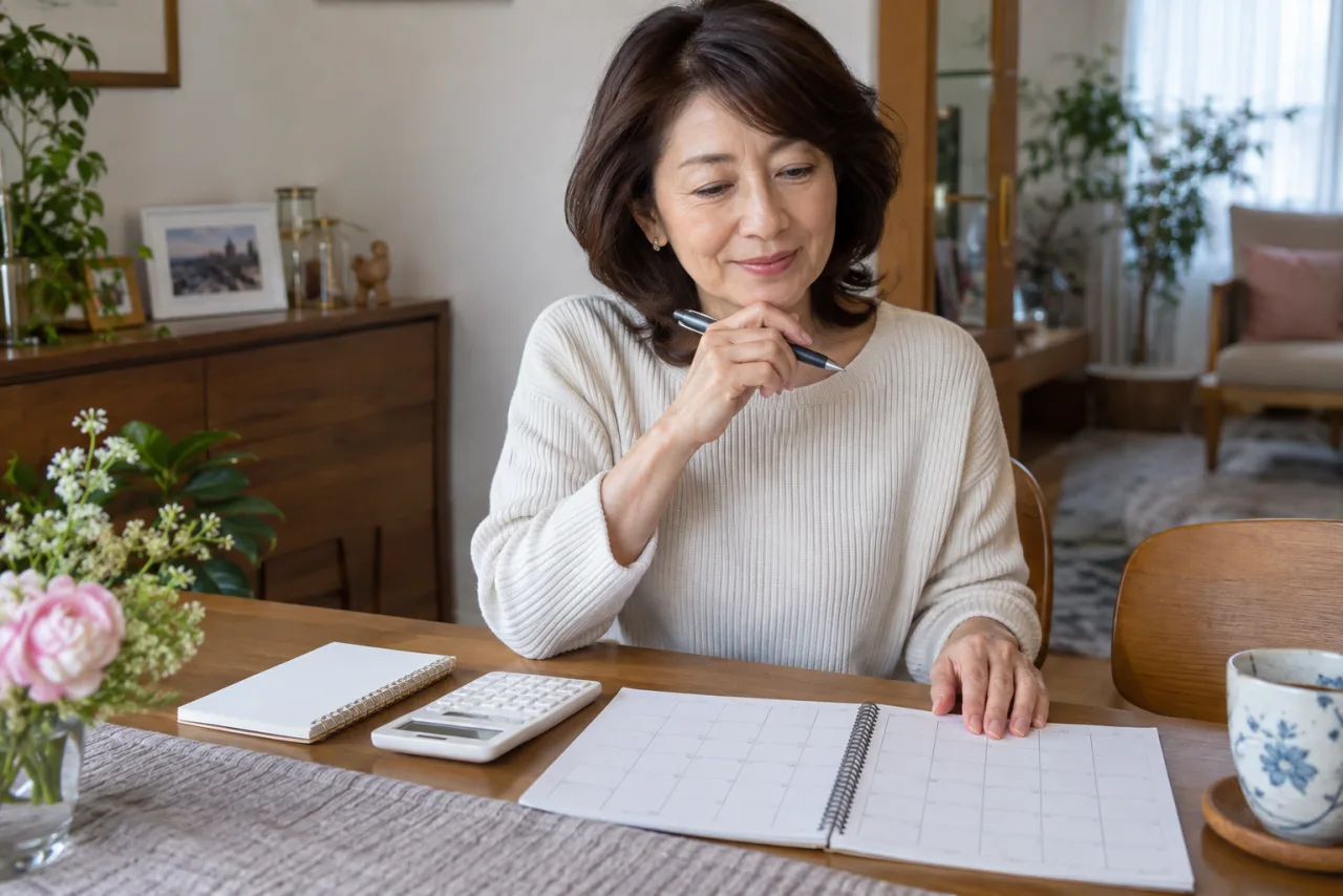 婚活に使う費用と時間を確認する50代の日本人女性