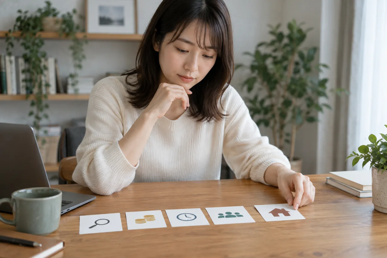 転職先を条件と生活への影響で比較する女性