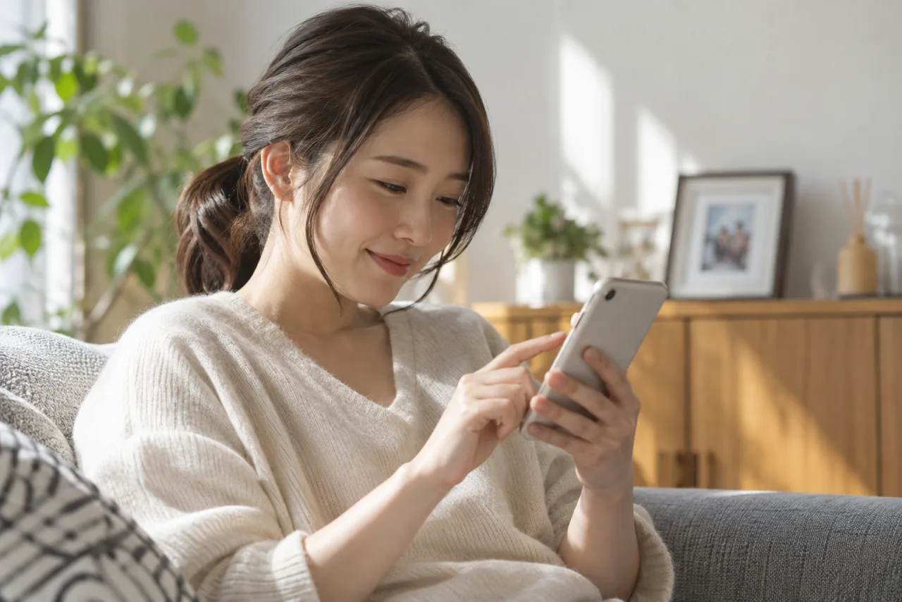 LINEの友達追加リンクを安全な相手へ送る日本人女性