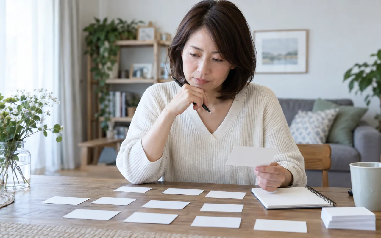 40代の女性がブランクとこれまでの業務経験を棚卸しする様子