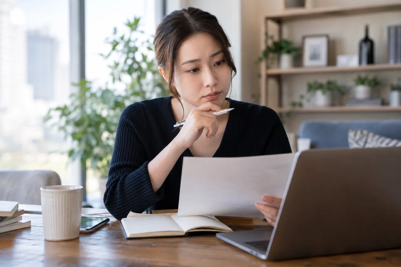 口コミの不安と自分の譲れない条件を比較して応募判断をする様子