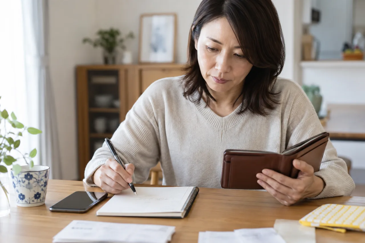 婚活パーティーの費用を確認する女性