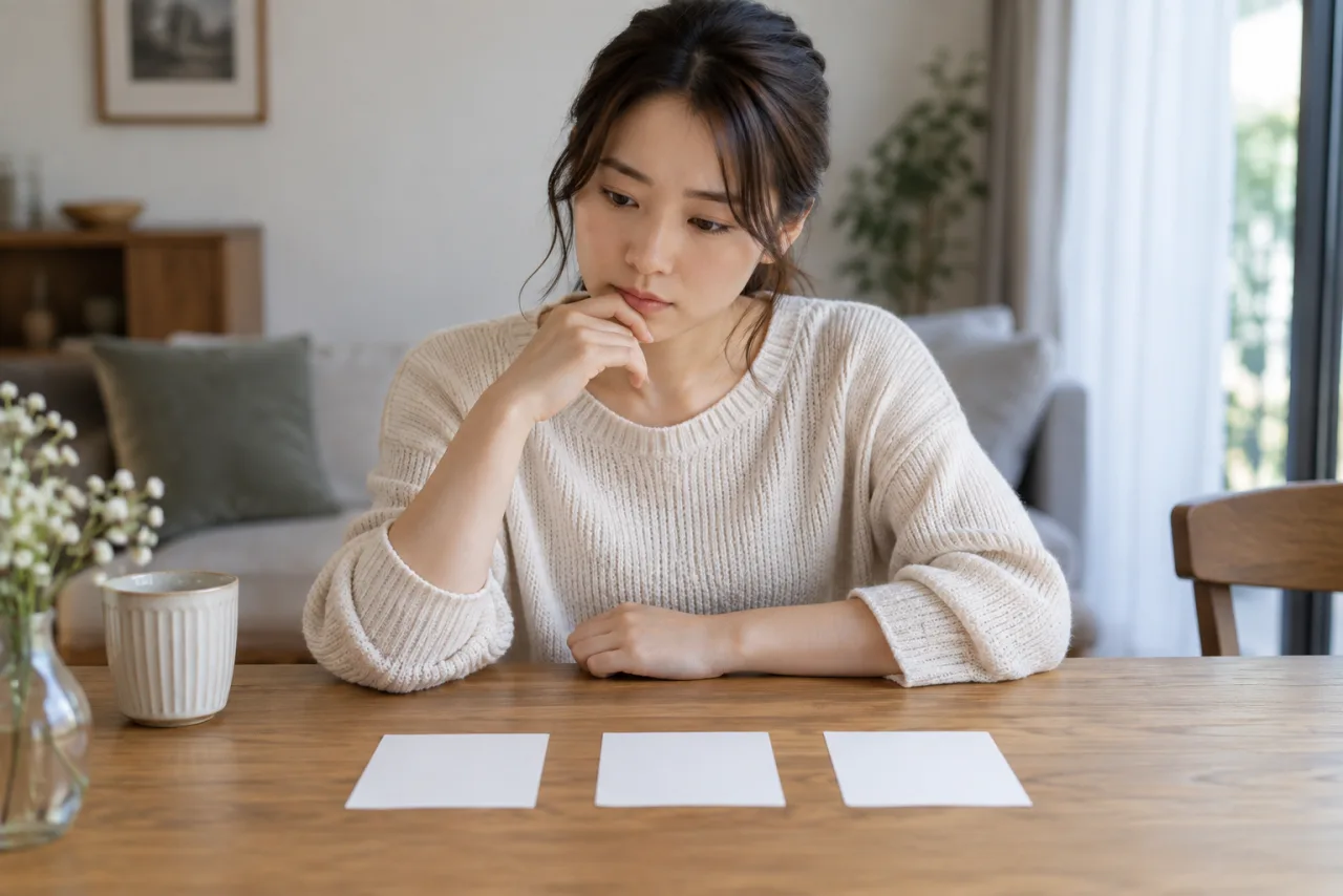 連絡を続けるか減らすか休むかを考える女性