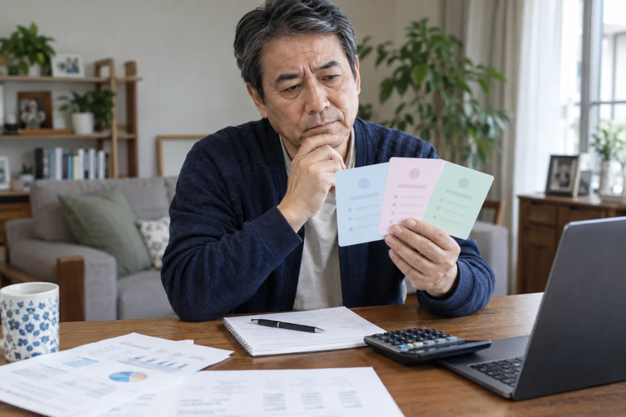 無料登録と有料機能を分けて、料金の発生条件を確認するイメージ。実在サービスの料金表ではありません。