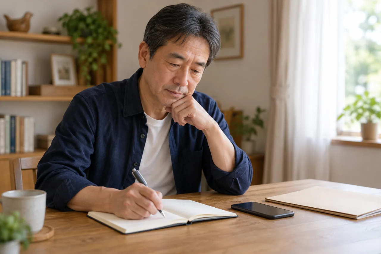 無理に続けず、丁寧に断る文面を考えるイメージ。実在のやり取りではありません。
