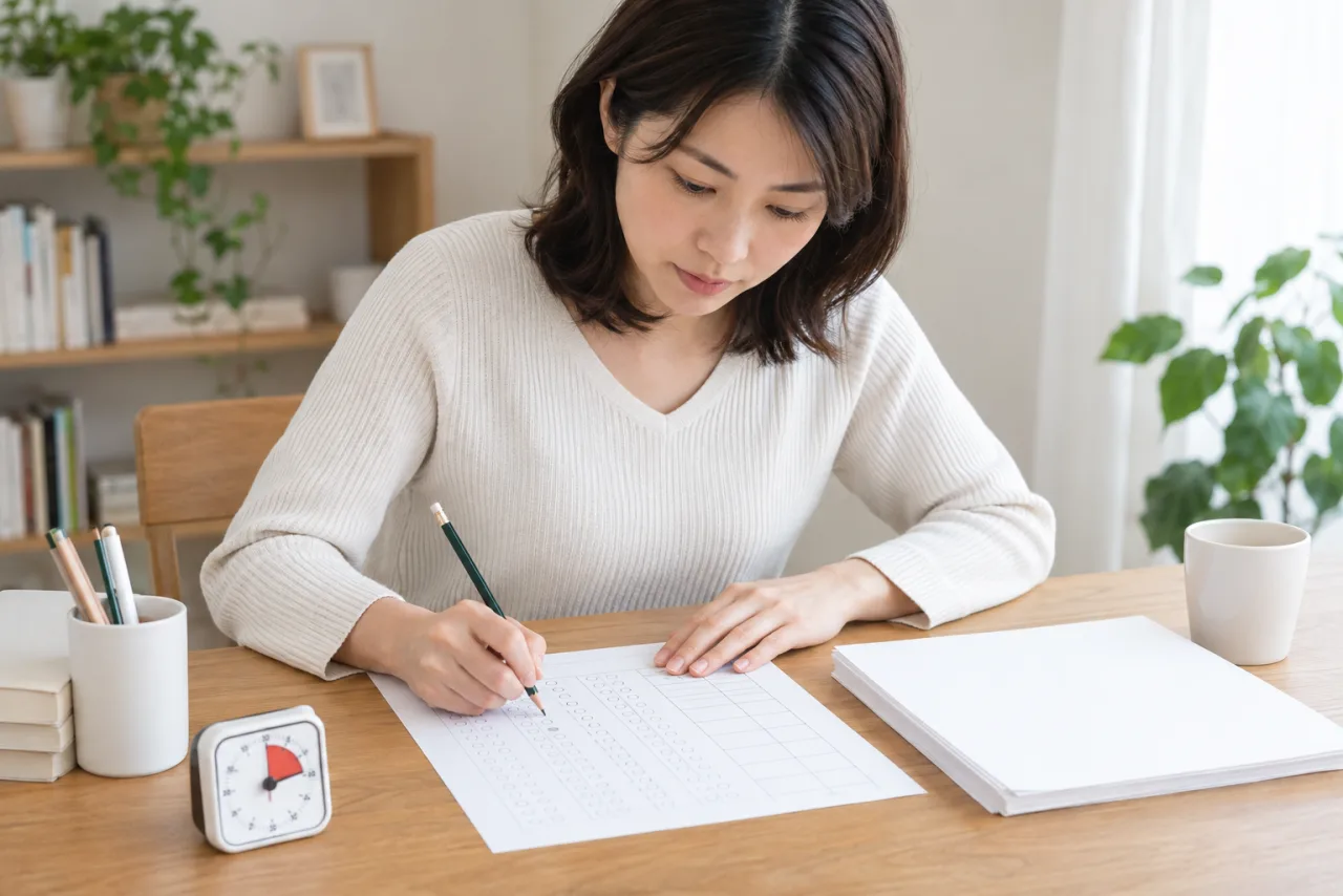 宅建試験の受験費用と教材費を整理する日本人女性