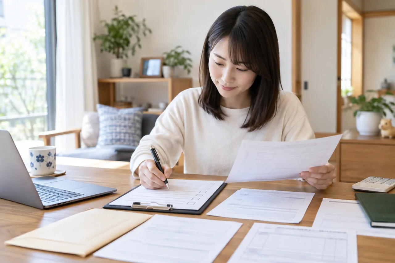 退職後の手続きと会社から受け取る書類をチェックリストで整理する様子