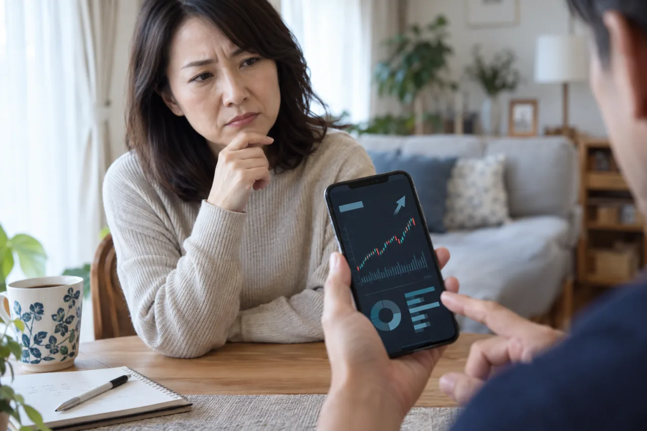 投資の話を持ちかけられ慎重に考える女性