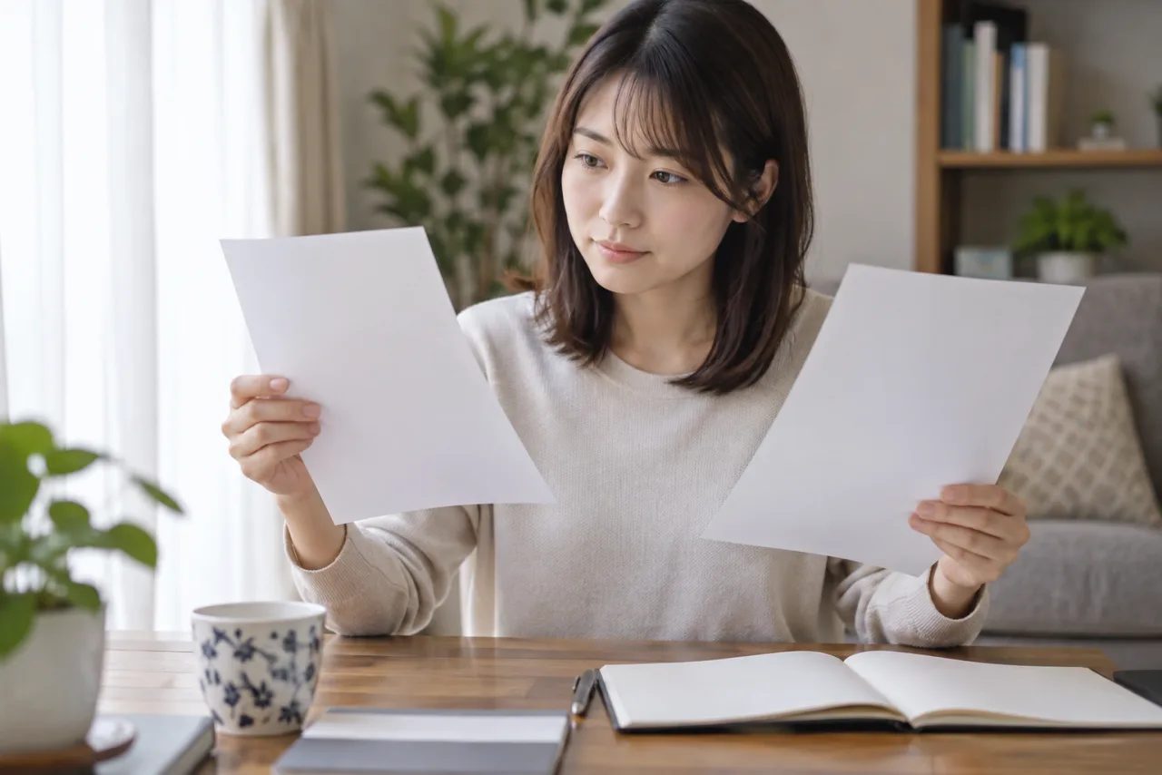 派遣求人の条件を比較表に書き出す日本人女性