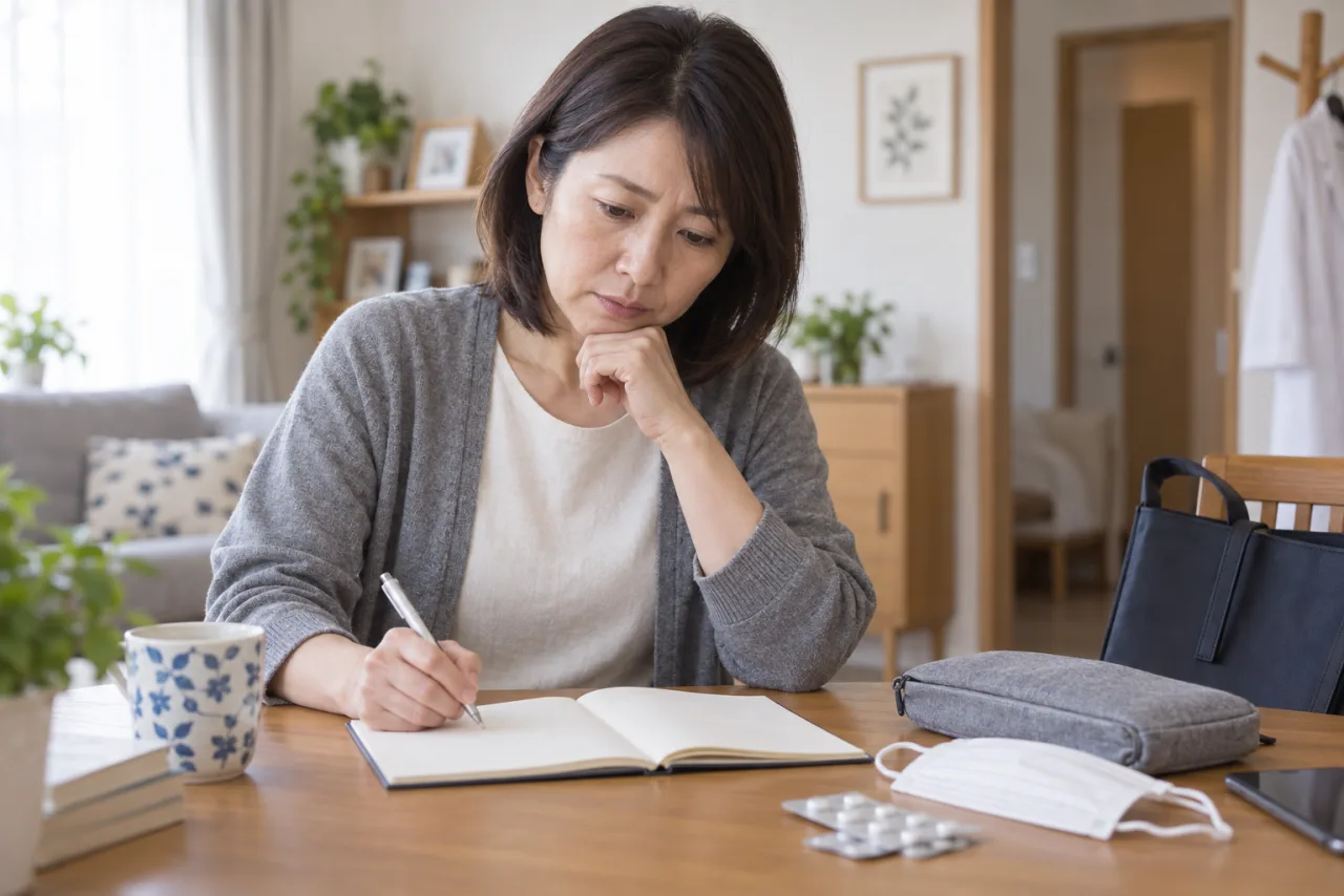 医療機関へ相談する前に症状と仕事への影響をノートに整理する女性