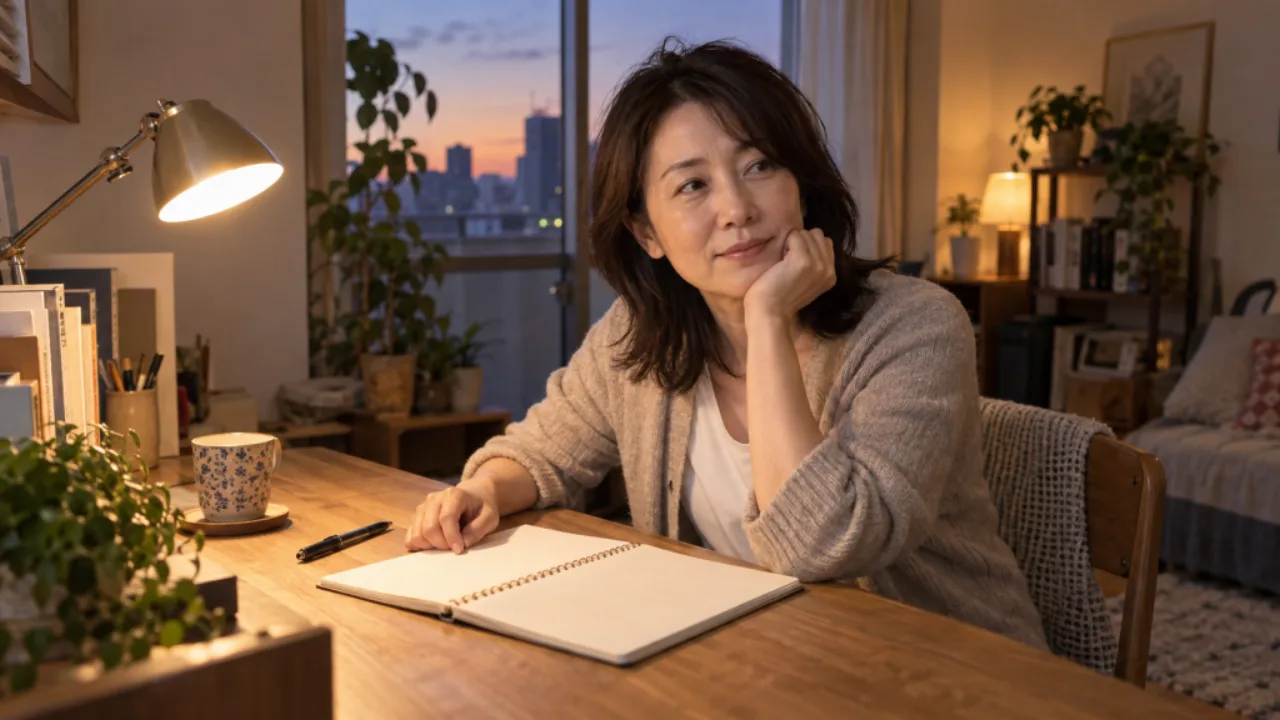 30日間の記録をノートで振り返る美咲さん