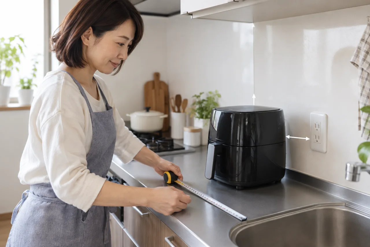 本体寸法とコンセントの余白を測る