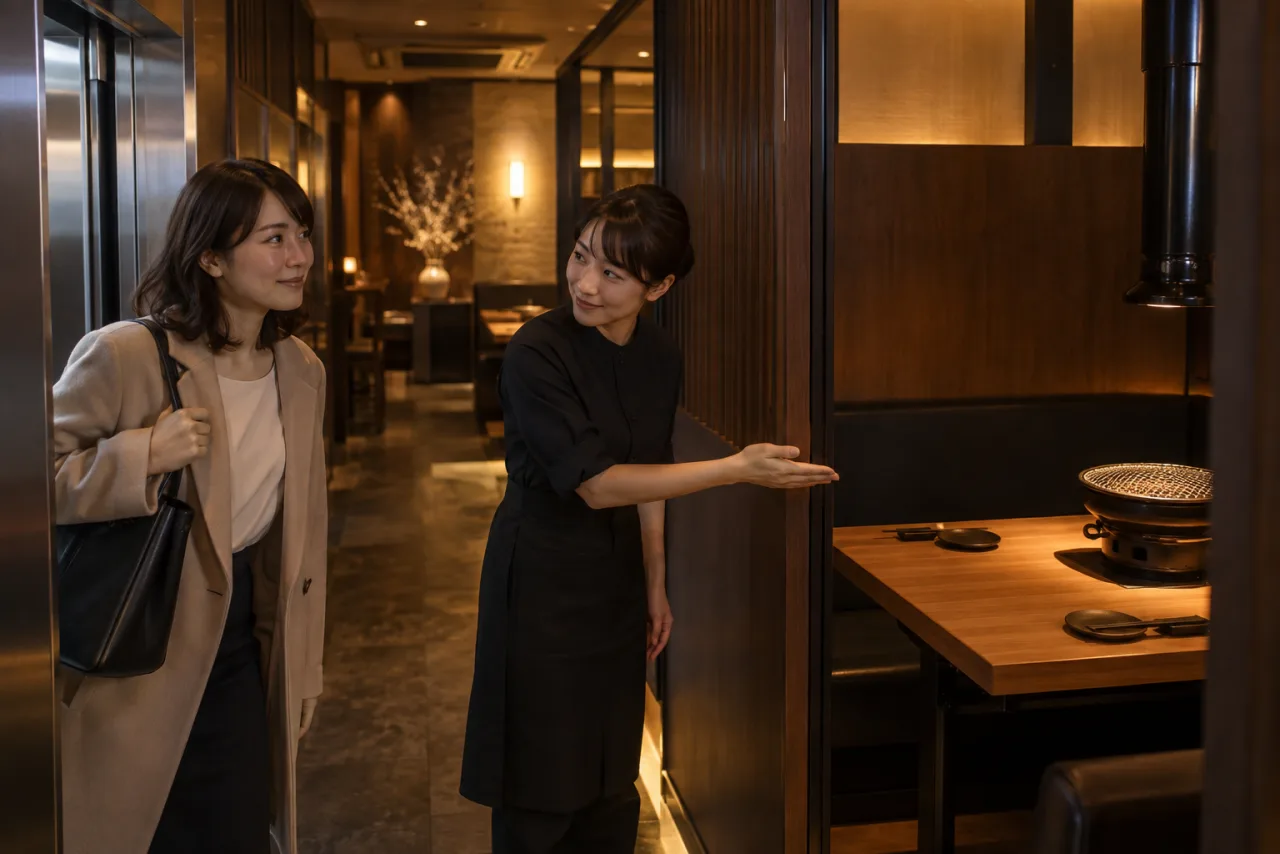 静かな時間に一人席へ案内される