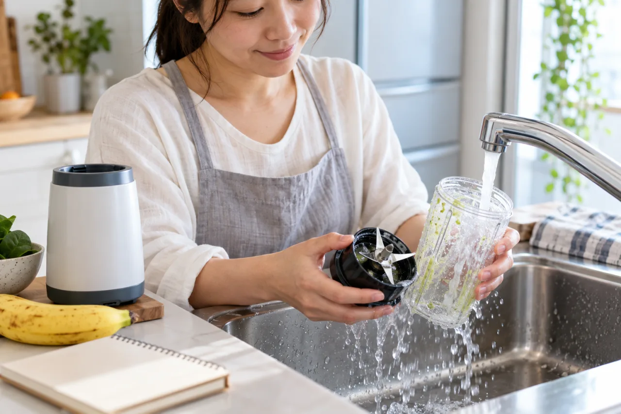 ブレンダーの部品を洗う