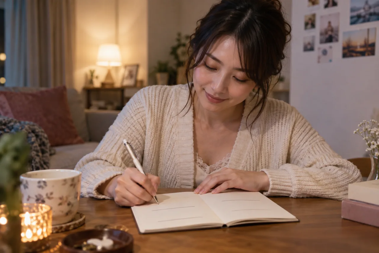 葵さんがデート後のメモを書く