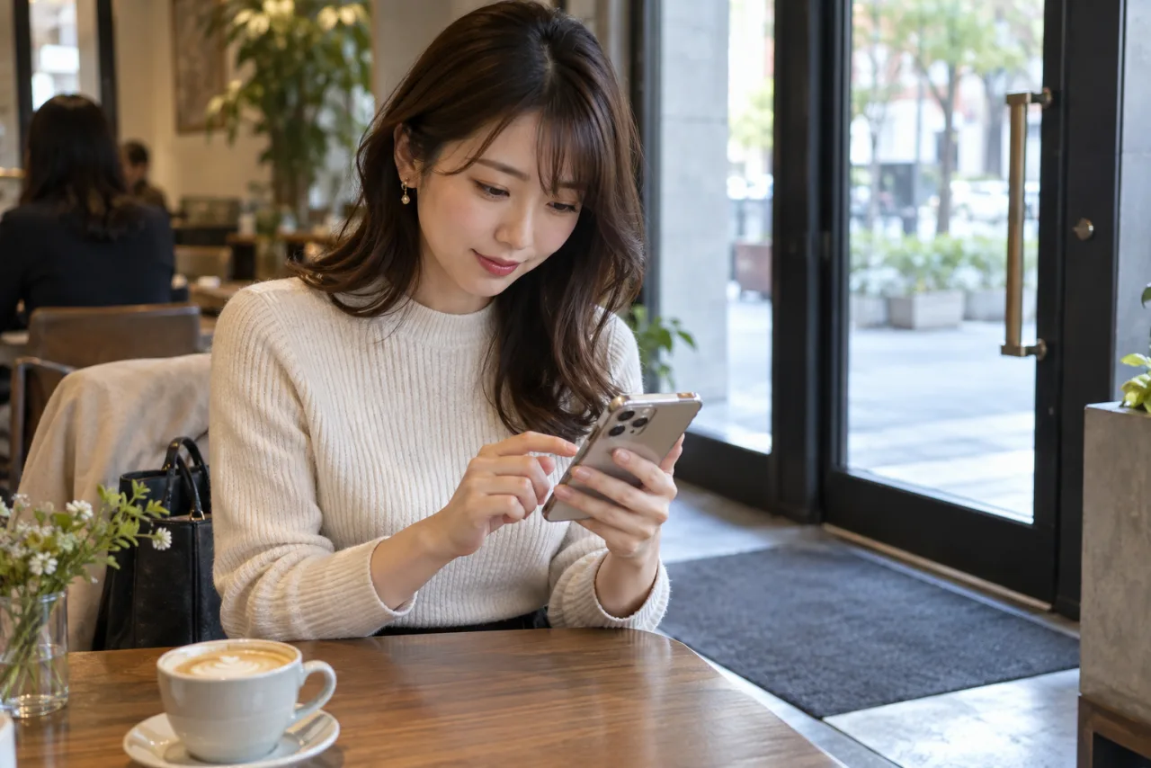 葵さんが初回デートの帰り道を確認する