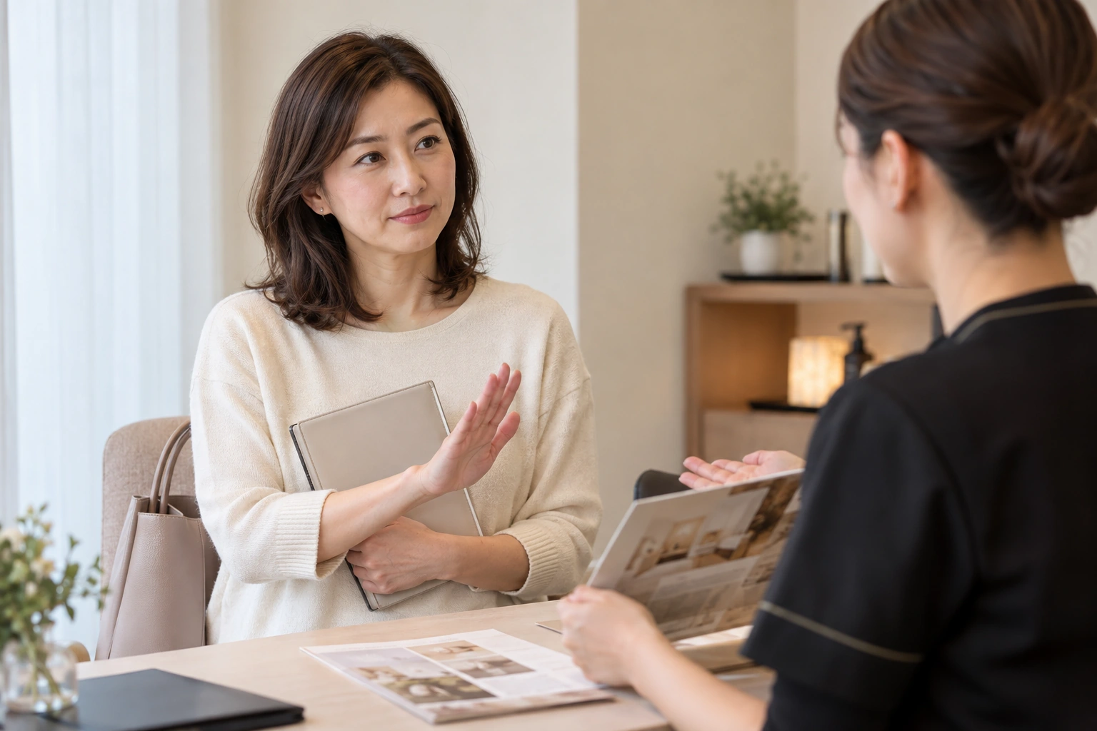 脱毛を検討する目的と予算、通う時間、書面確認から判断するフロー図