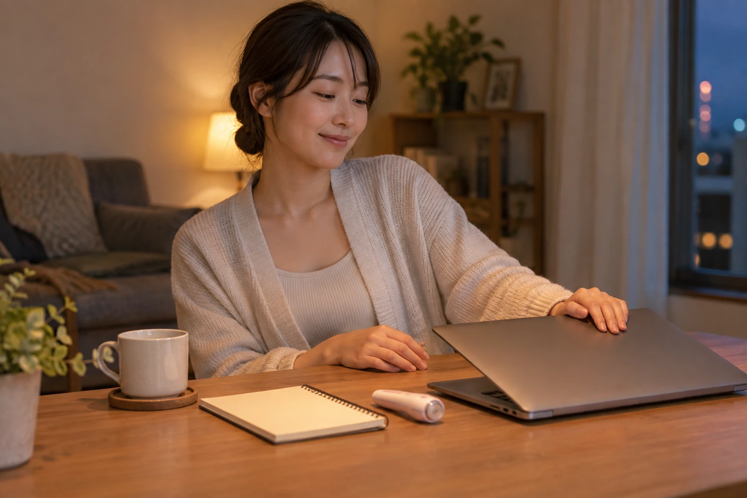 脱毛を急がずノートを閉じて延期を決める日本人女性