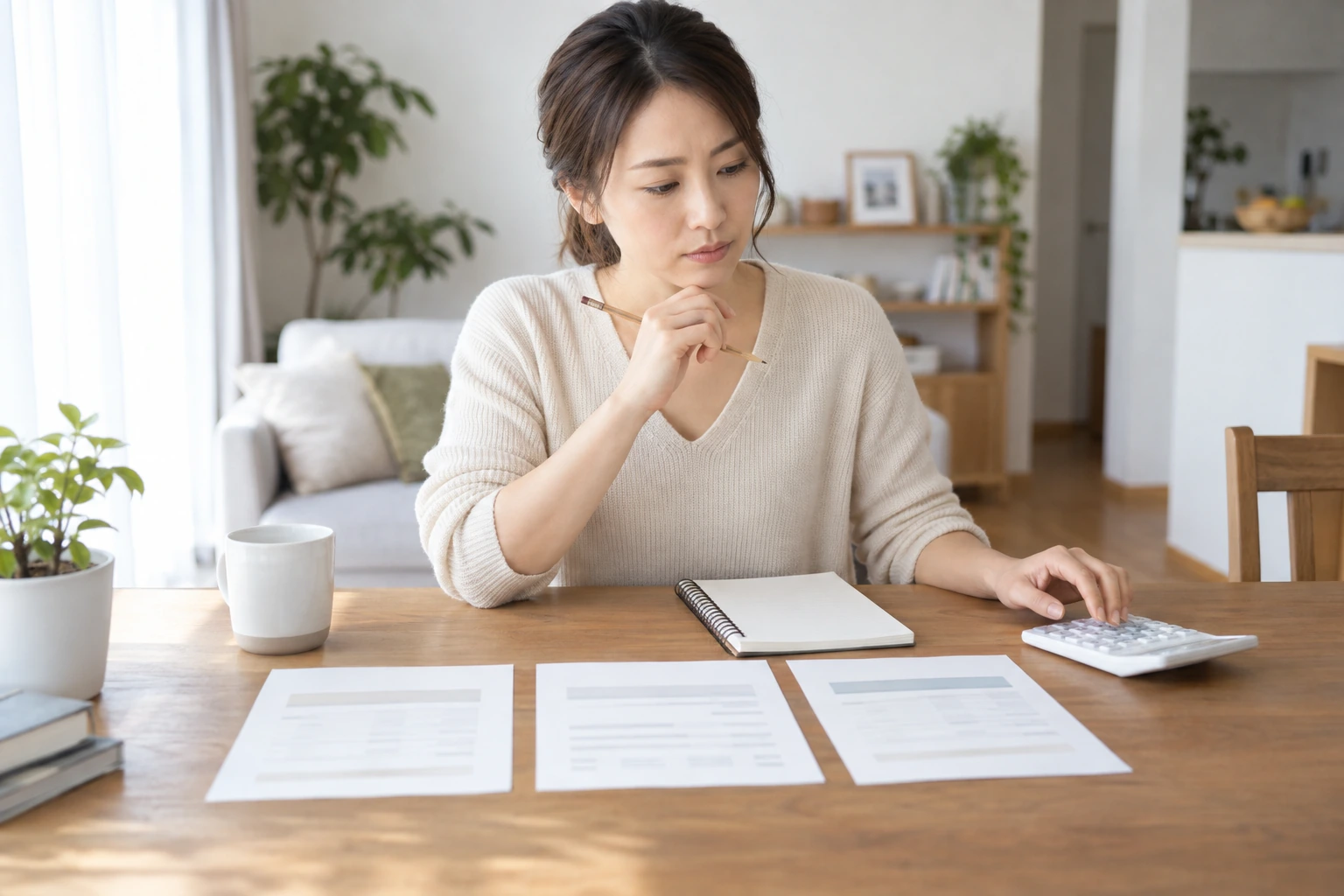 医療・サロン・家庭用の脱毛費用を紙と電卓で比べる日本人女性