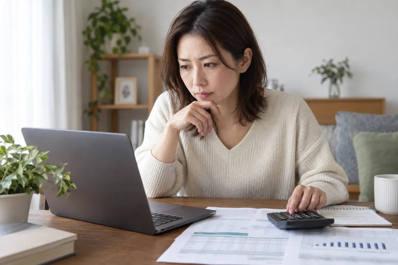佳奈さんが中途換金条件を確認する