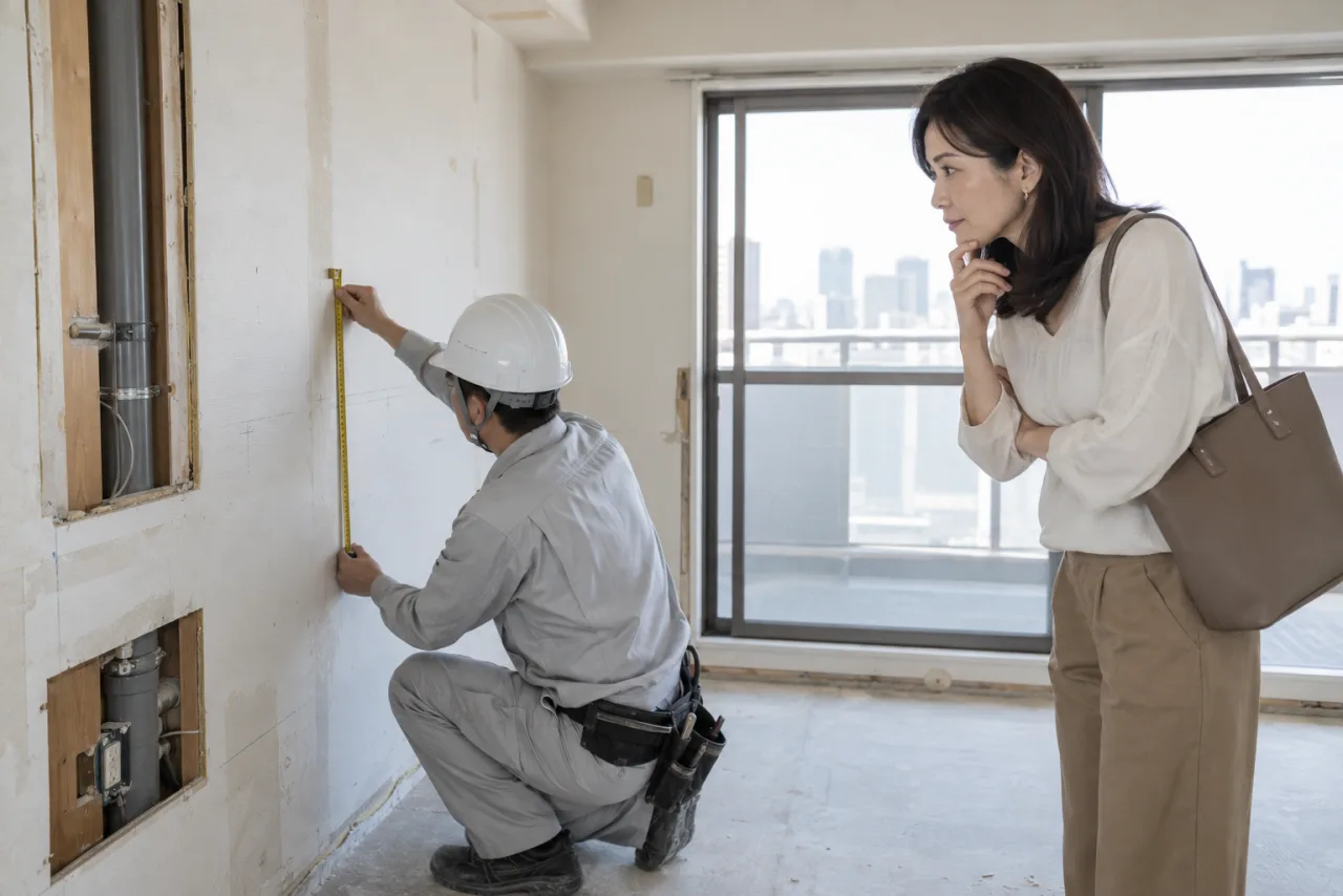 佳奈さんが中古マンションの室内を確認する