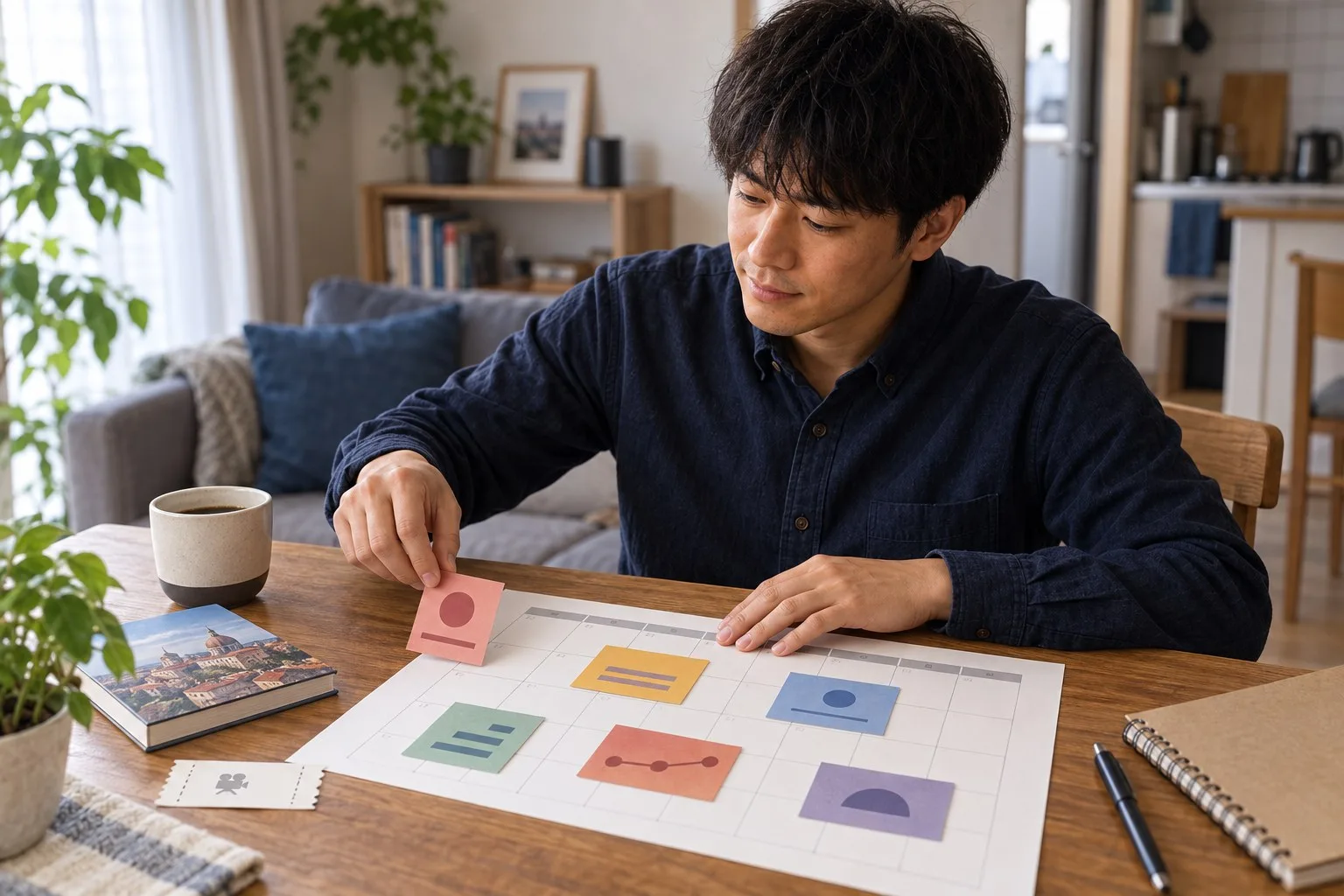 シフト表へプロフィール準備と初回面会の時間を置く健太さん