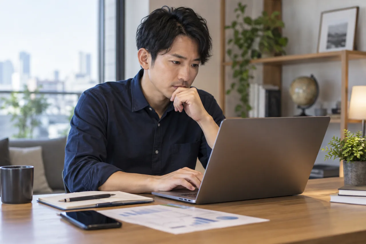 健太さんが証券口座の条件を比べる