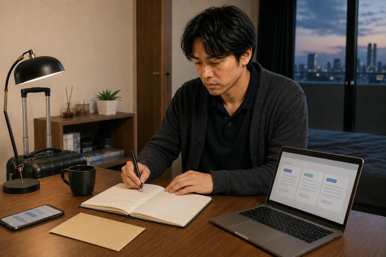 一株の価格と単元未満株の確認欄をノートに書く健太さん