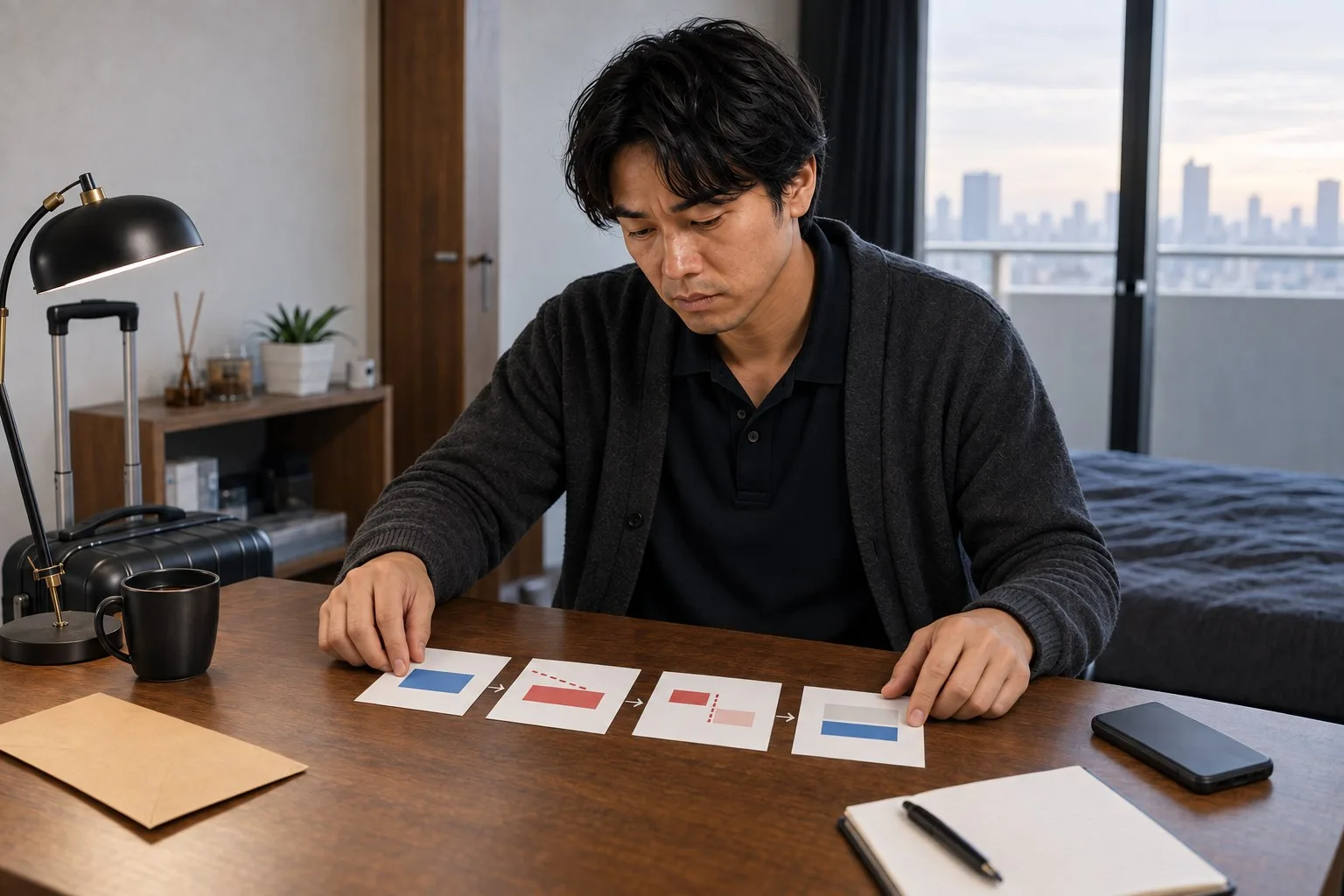 四枚のカードでFXの損失経路を並べる健太さん