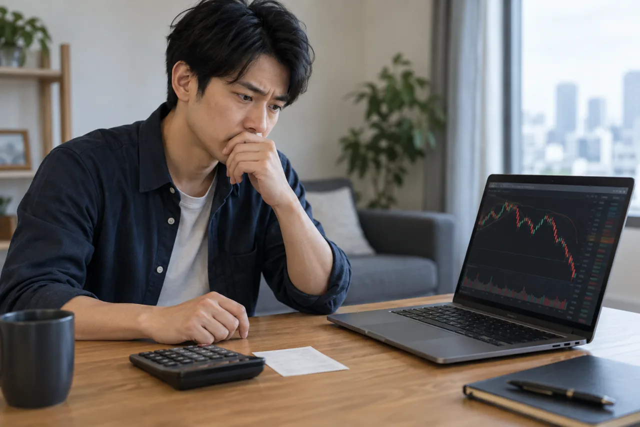 レバレッジの値動きを確認する32歳の健太さん