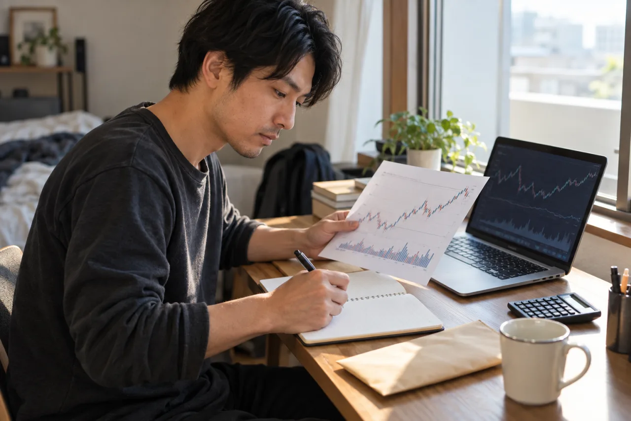 健太さんが観察メモを書く