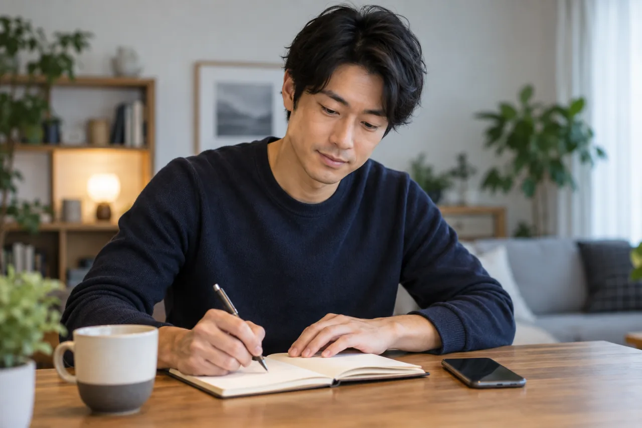 自分の予定を守る一文を書く健太さん