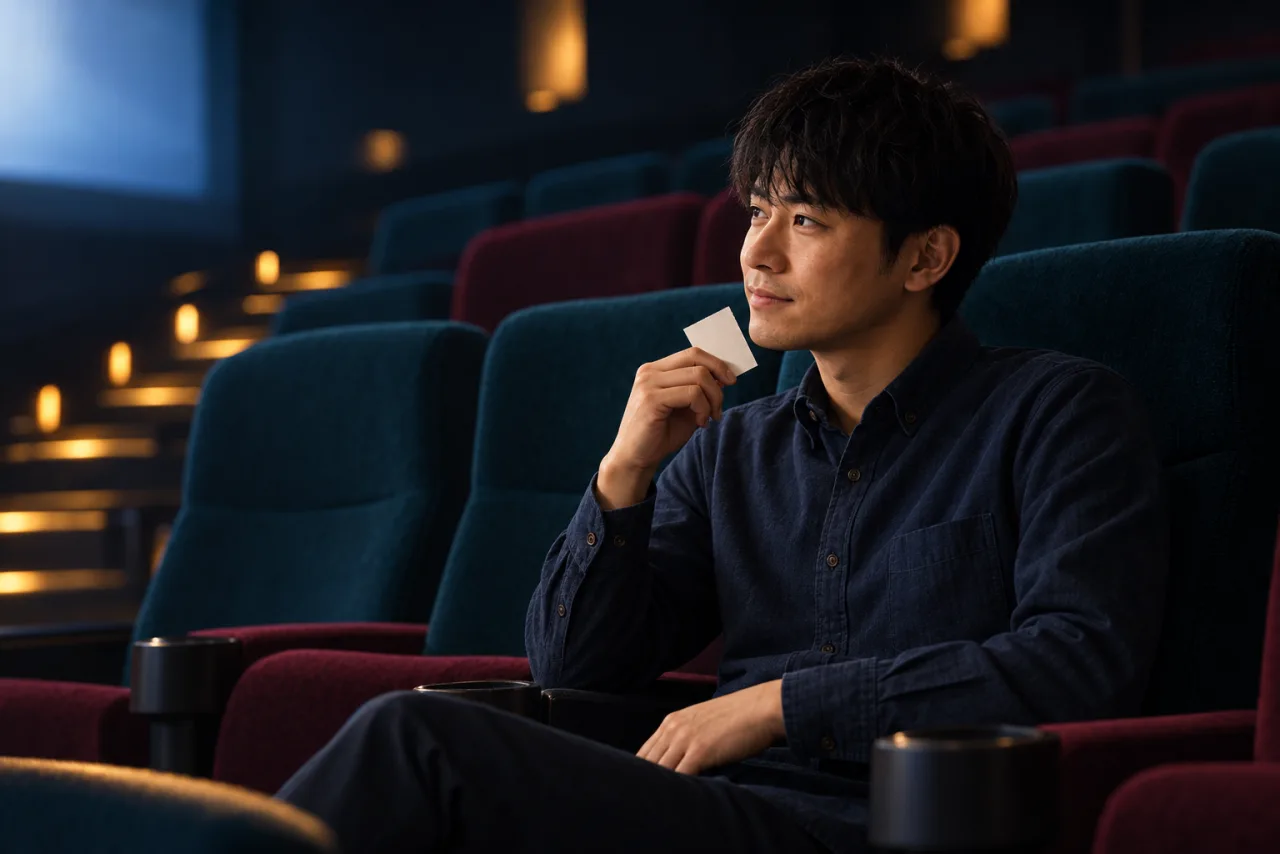 平日の映画館で自分の予定を取り戻し静かに開演を待つ健太さん