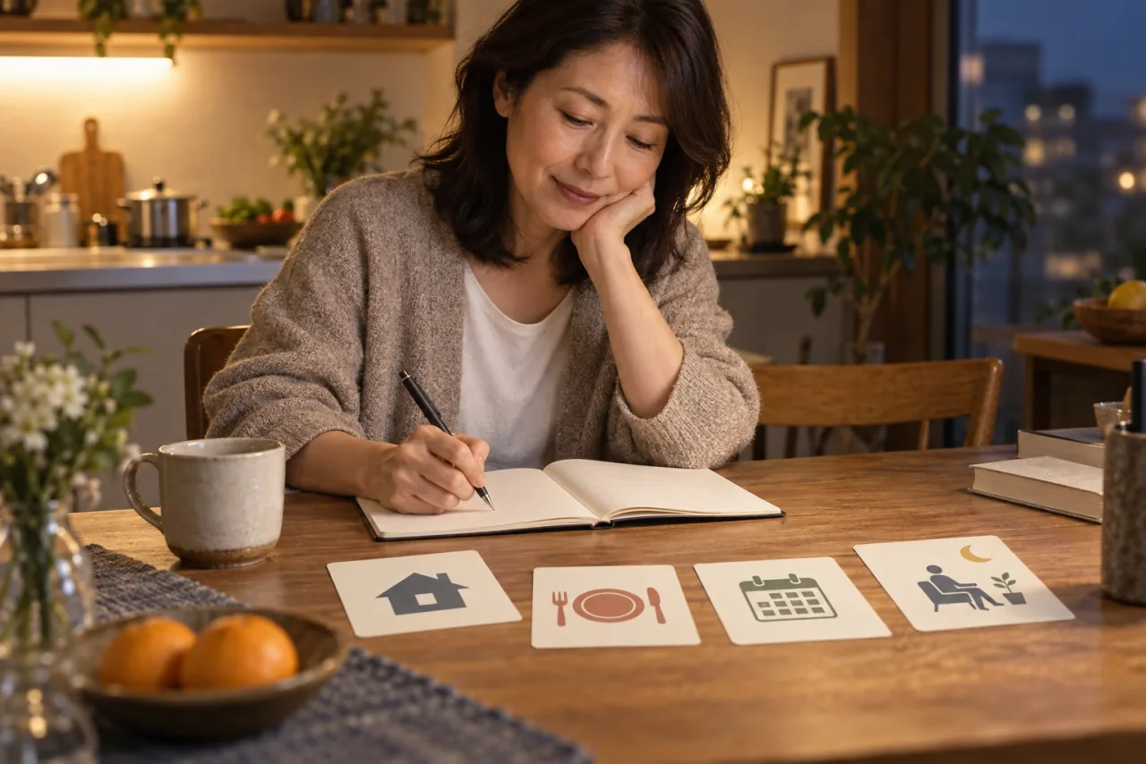 一日の過ごし方の条件を書き出す裕介さん