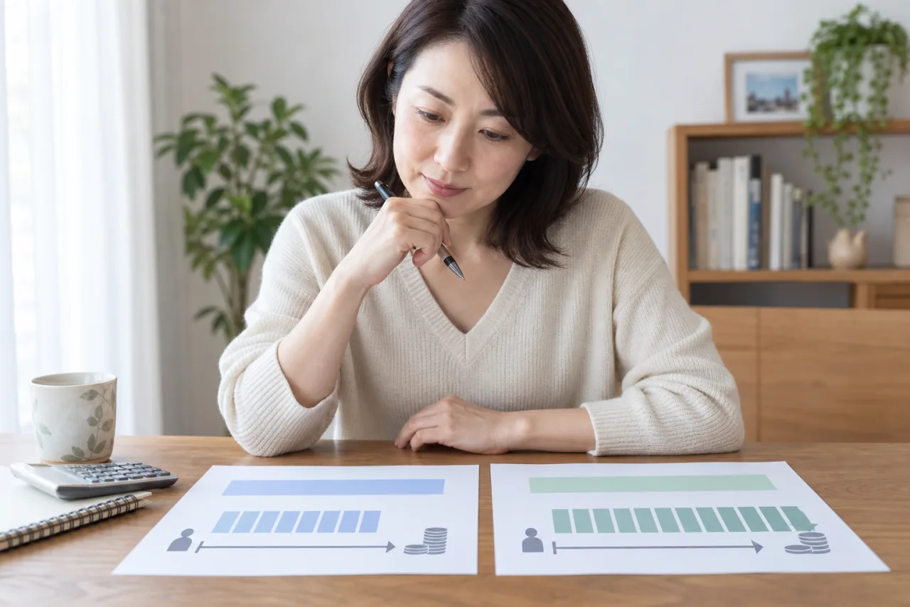 確定年金と終身年金を比べる47歳の美咲さん