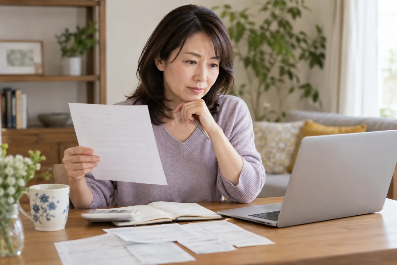 転職先の給与条件と月の支出を比べる美咲さん