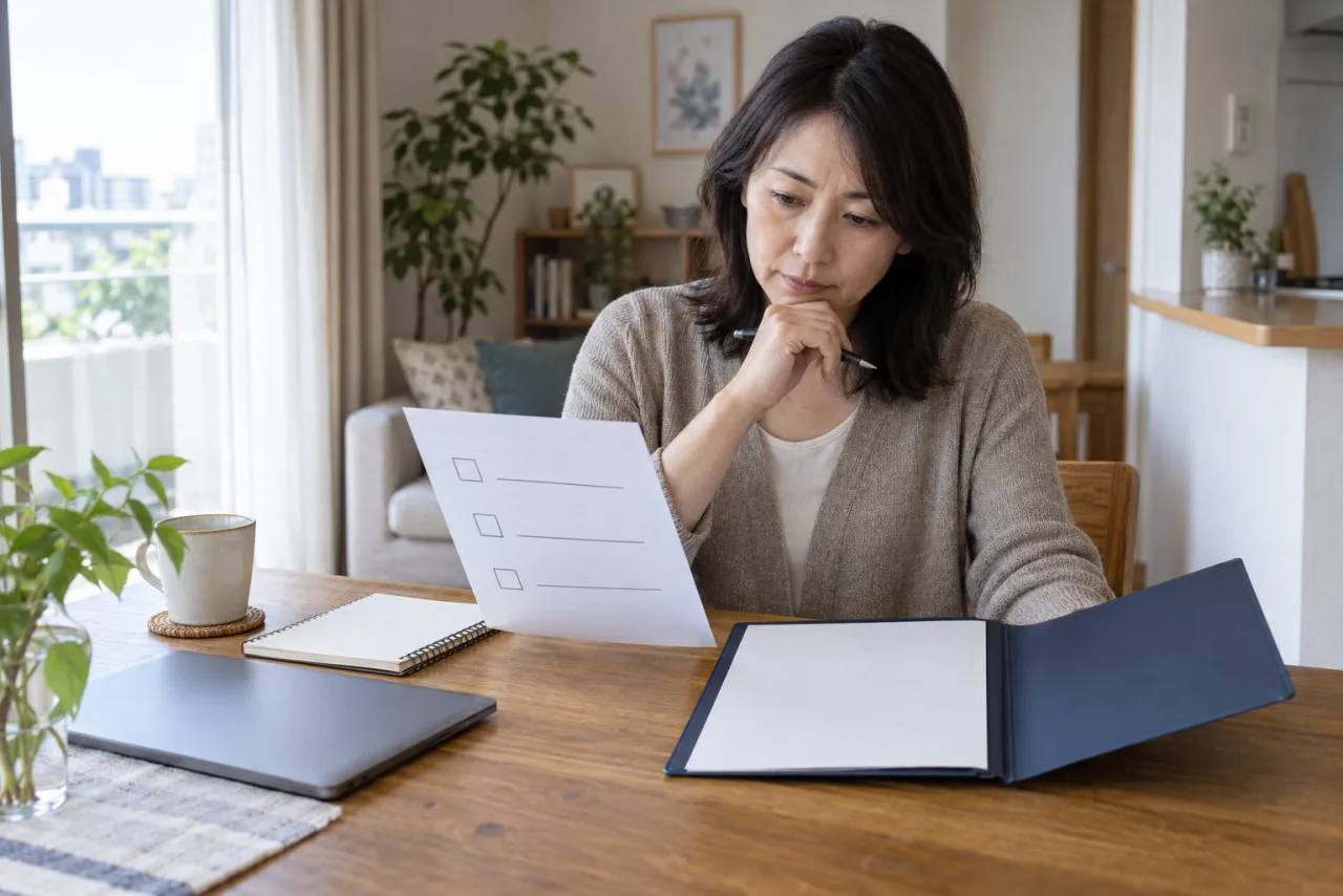 副業を始める前に時間・費用・個人情報の条件を確認する美咲さん