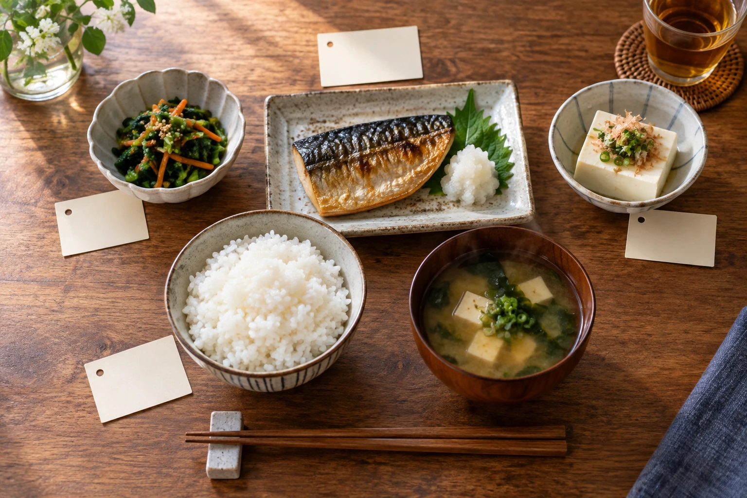 主食と主菜と副菜の役割を食卓で整理する場面