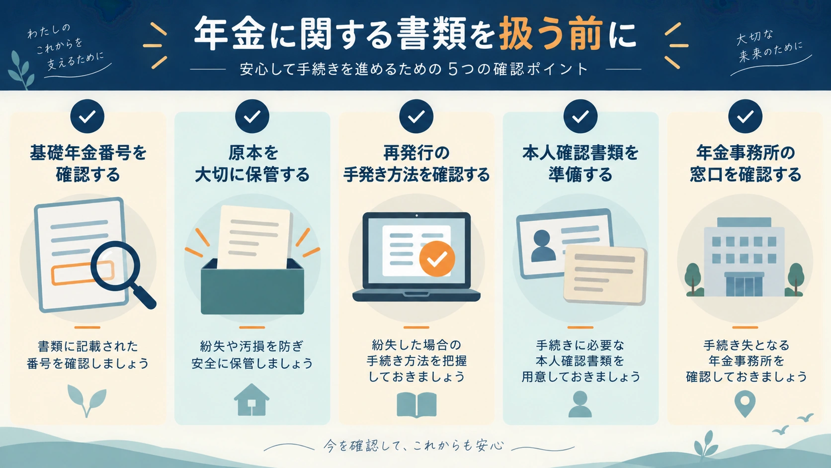 年金の手続きを始める前にチェックリストを確認する女性