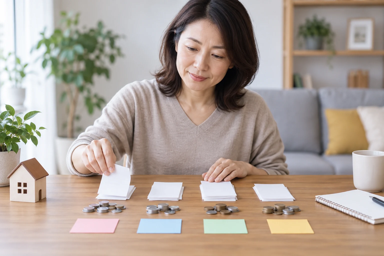 一人暮らしの初期費用を項目別に整理する女性の編集イメージ