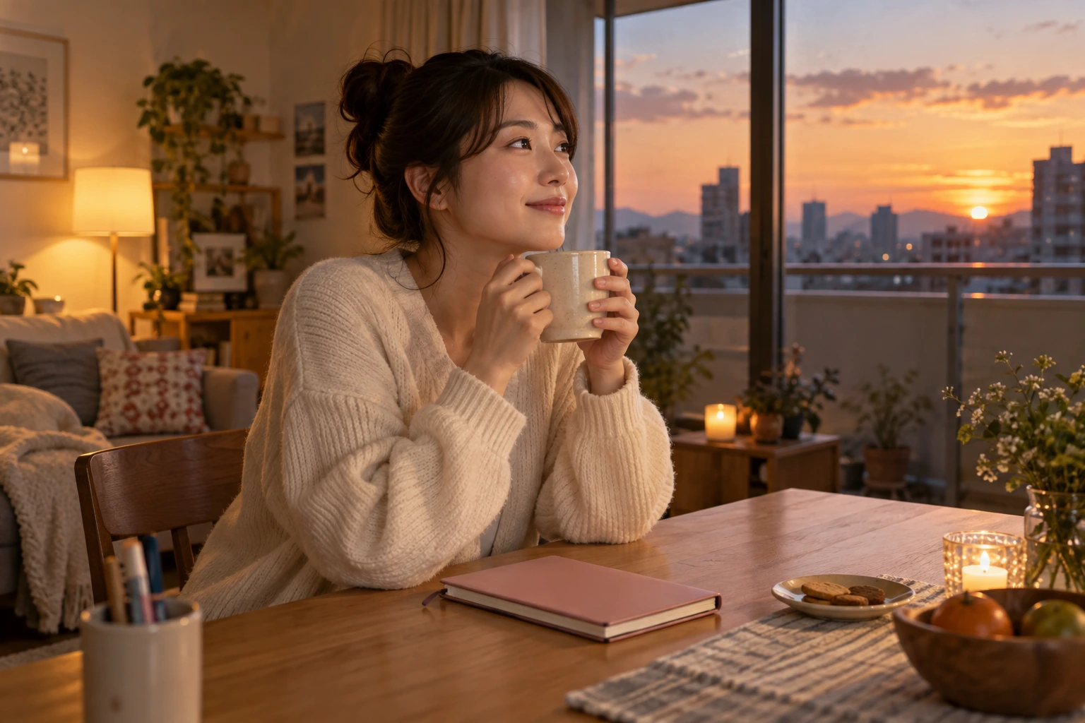家計表へ確認項目を書き込む60代女性