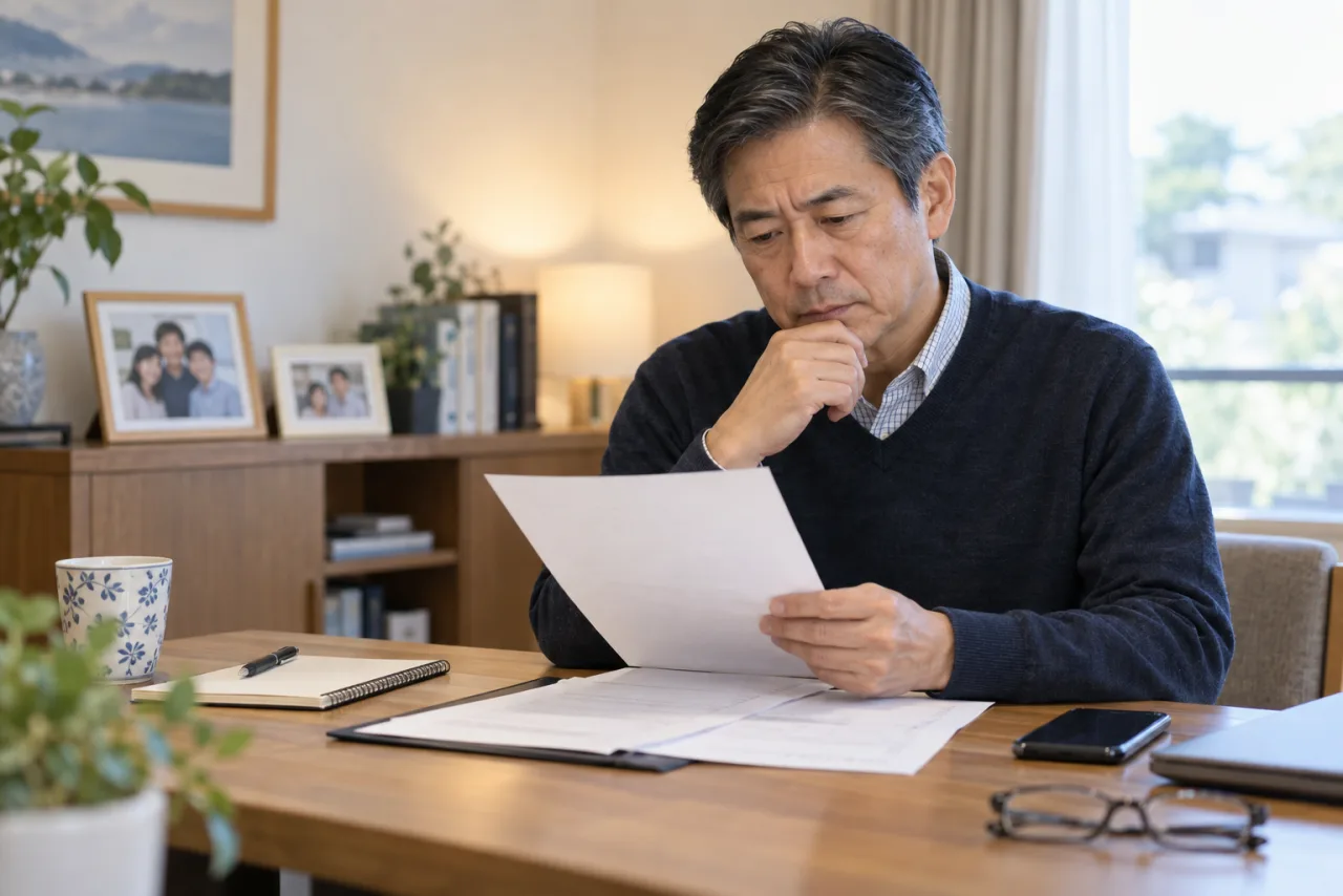 保険の受取人と連絡先を確認する57歳の聡さん