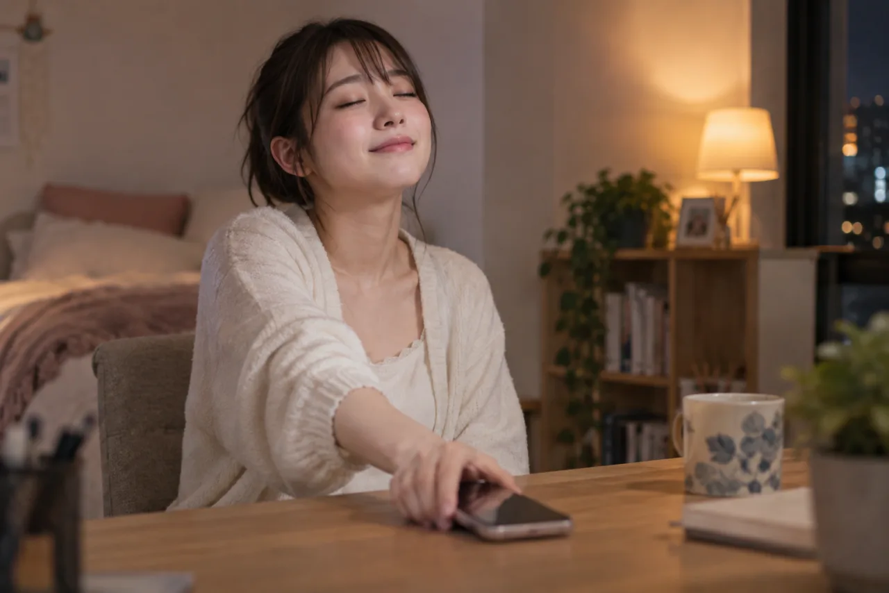 栞さんが投資アプリを閉じる