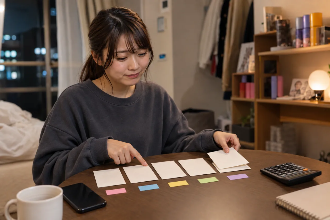 寄附記録を自治体ごとに色分けして一件ずつ確認する栞さん