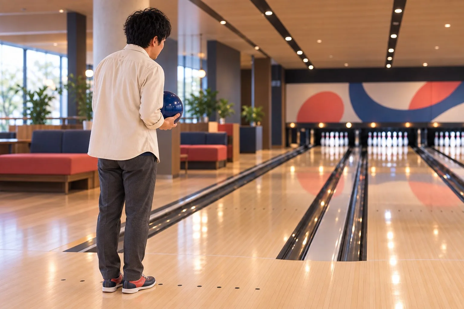 アプローチの点に立ち位置を合わせる裕介さん