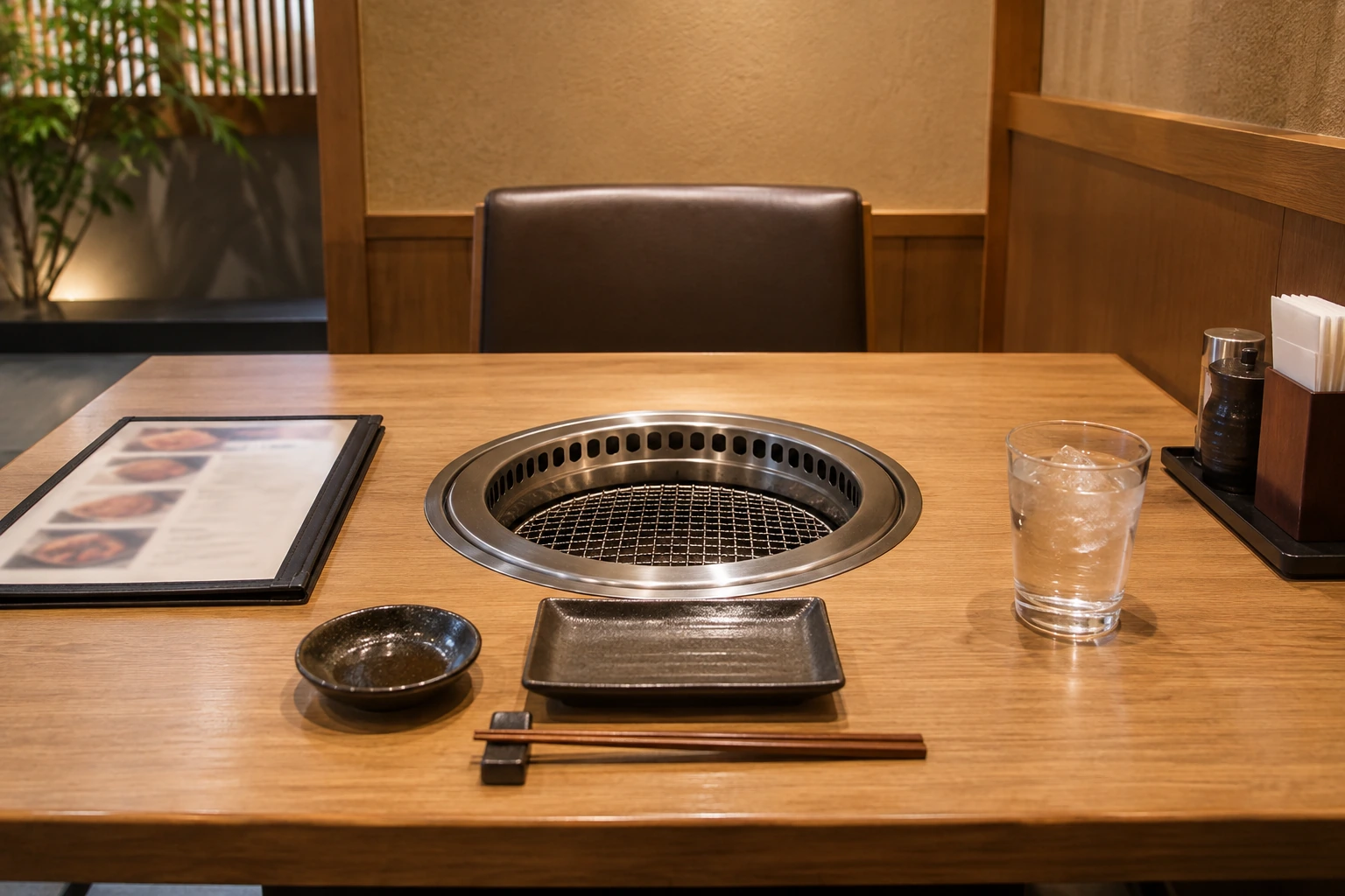 一人焼肉に行く前に注文内容を考えるためのテーブル
