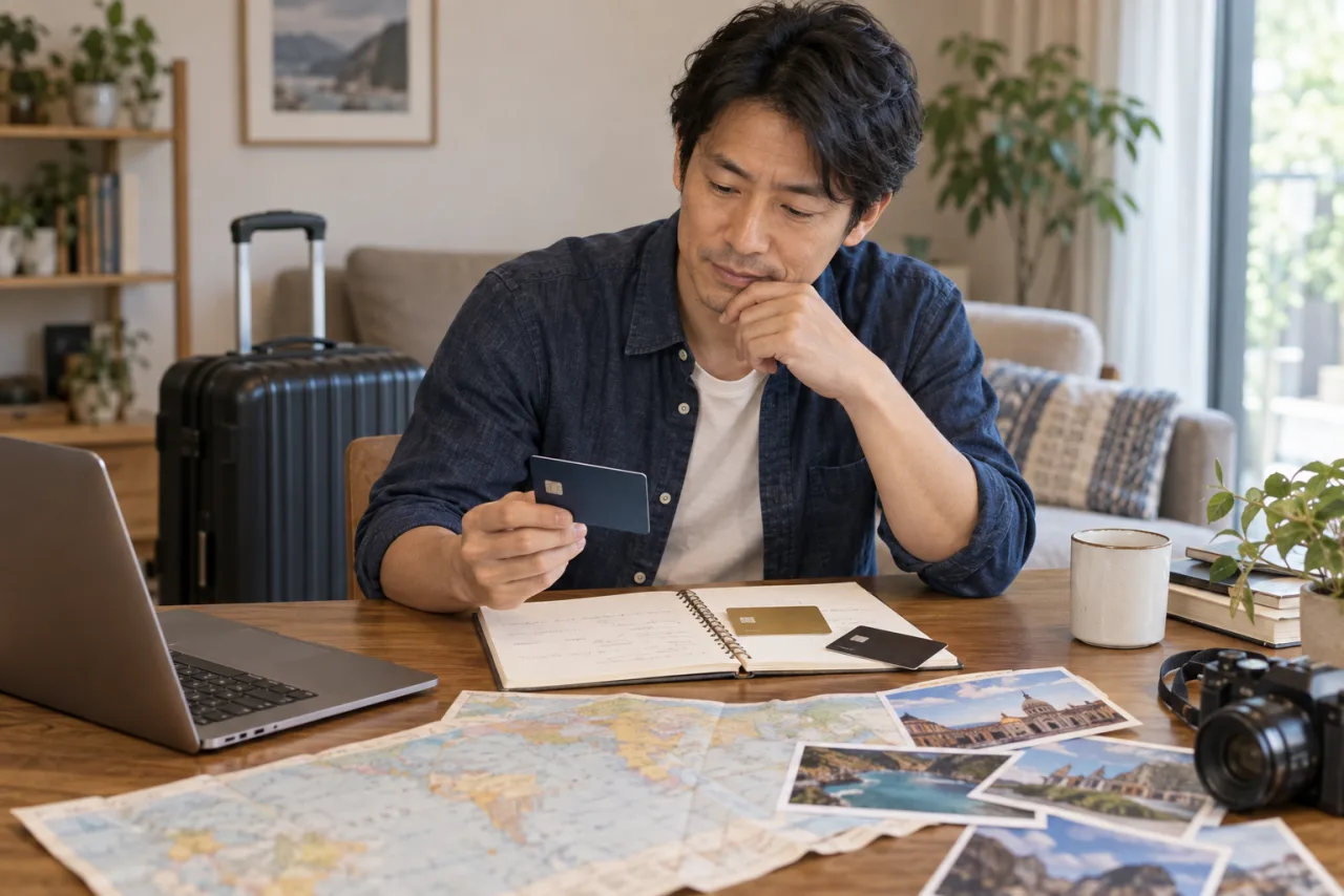 旅行特典と年会費を比べる42歳の裕介さん