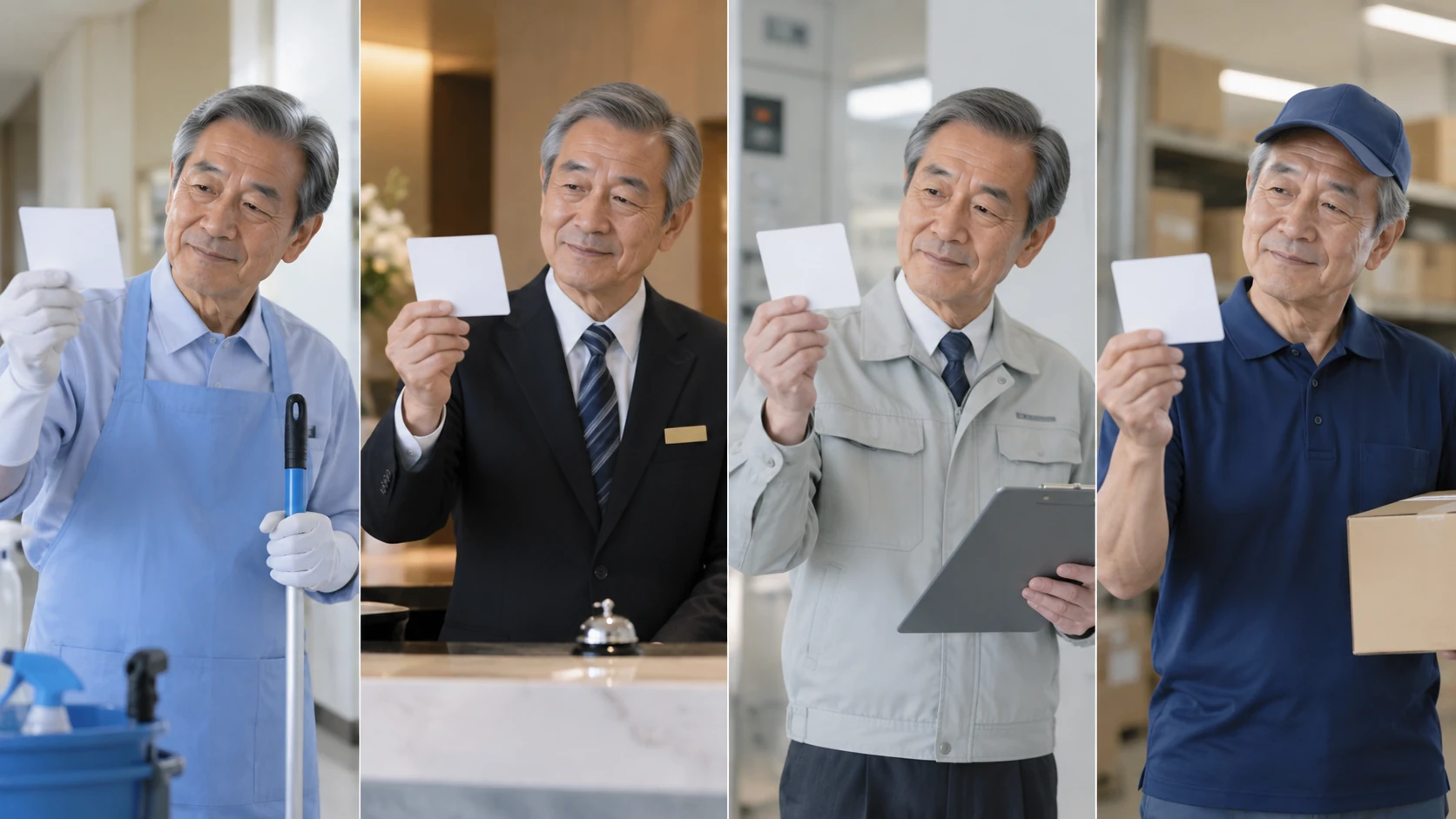 清掃や受付や管理などの仕事の負担を比較している様子