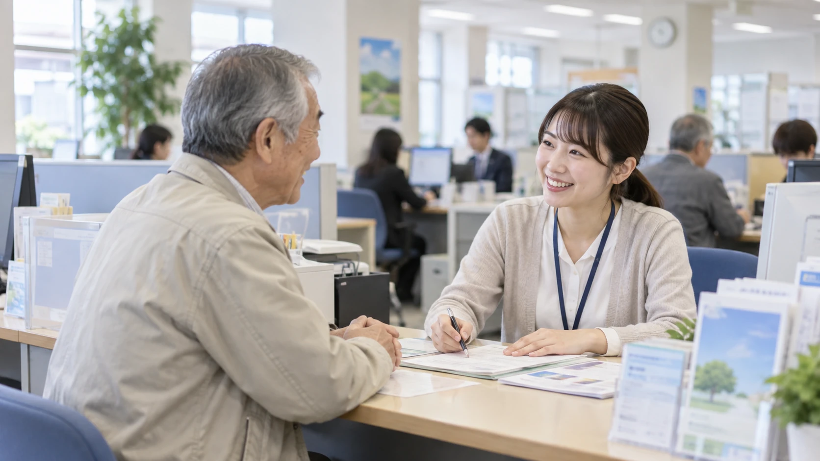 ハローワークや地域の就業相談窓口で仕事を相談している様子
